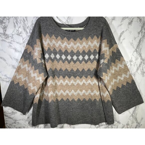 Lane Bryant Sweaters - Lane Bryant Womens Plus Size 22/24 Zigzag Sweater Acrylic Blend Gray & Beige